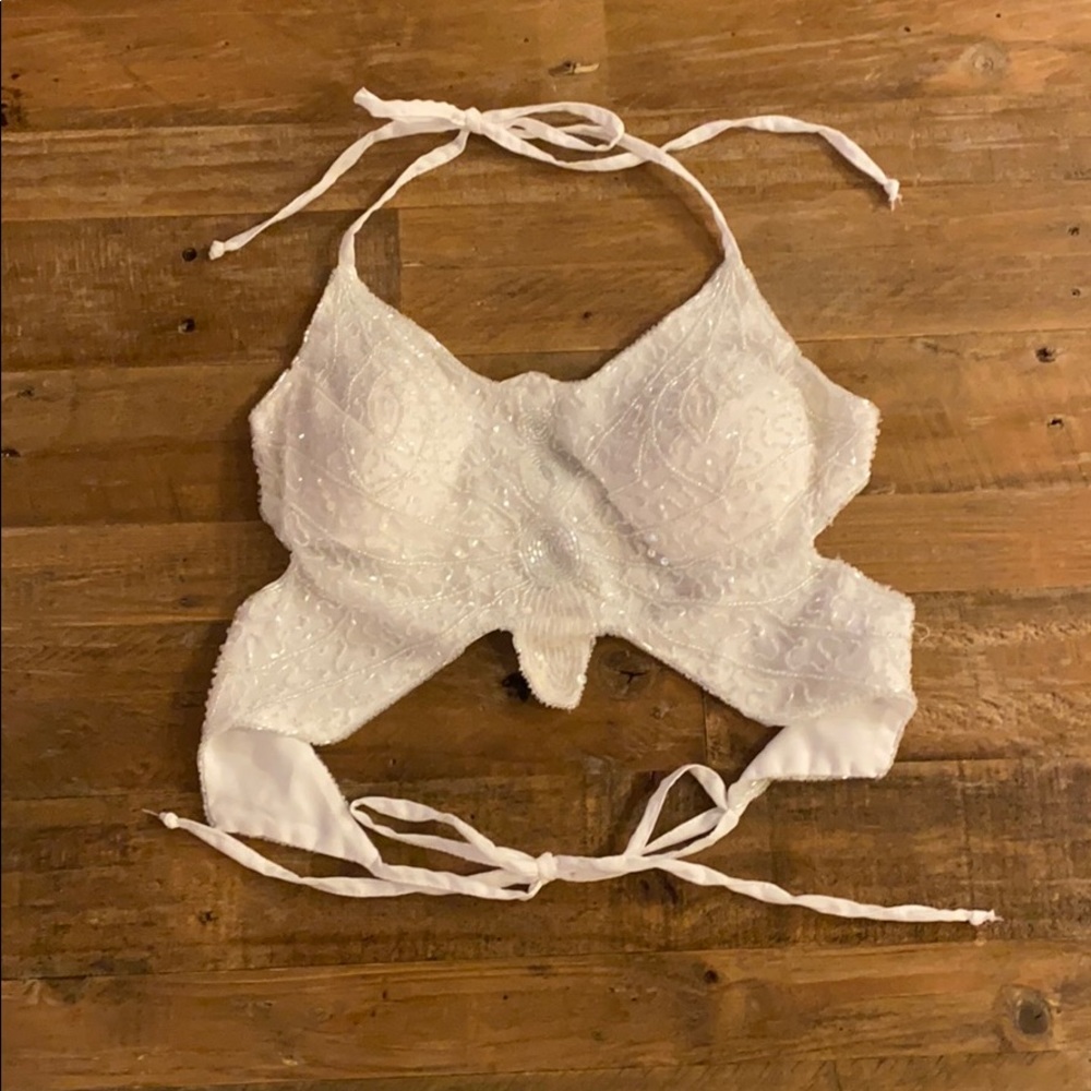 White sparkle crop top